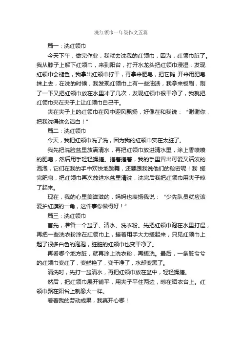 洗红领巾一年级作文五篇