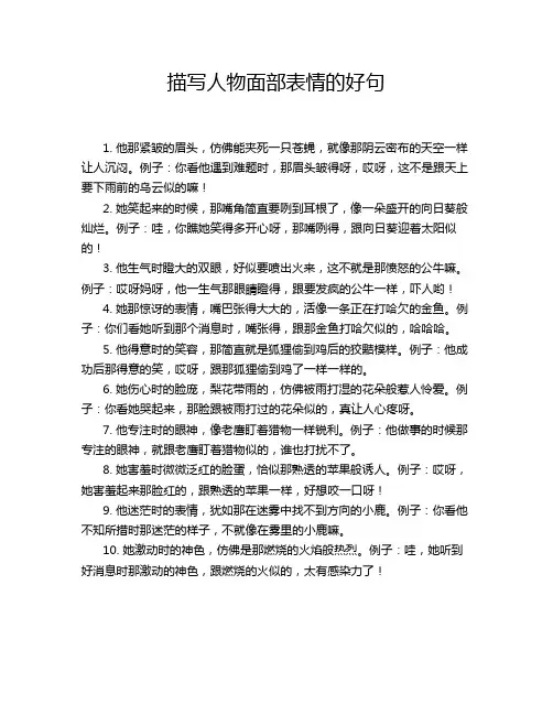 描写人物面部表情的好句