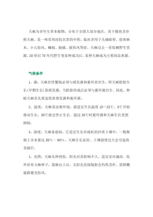 中药材天麻高产种植技术