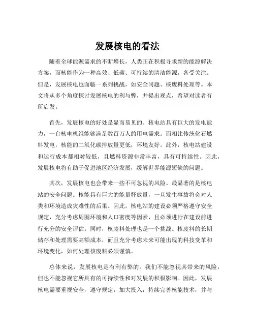 发展核电的看法
