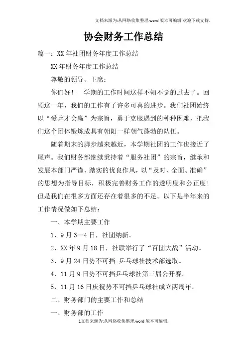 协会财务工作总结doc