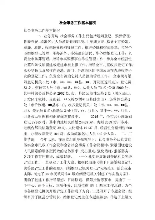 社会事务工作基本情况（精简篇）
