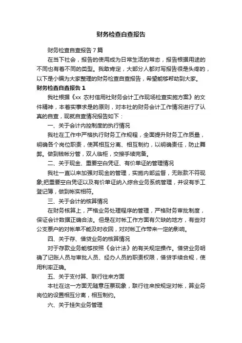 财务检查自查报告7篇