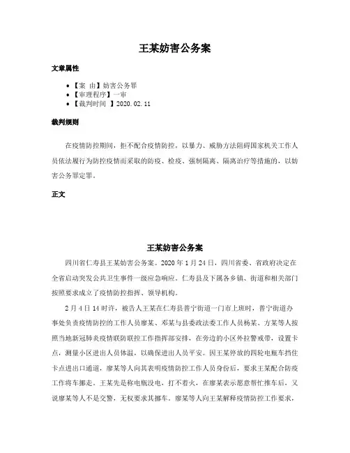 王某妨害公务案