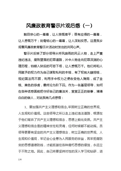 党风廉政教育警示片观后感