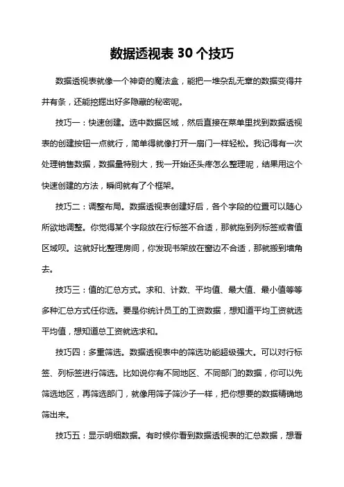 数据透视表30个技巧