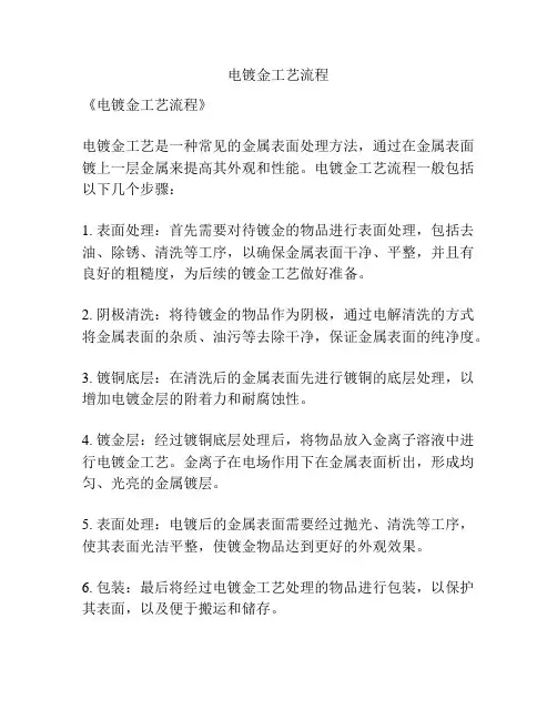 电镀金工艺流程