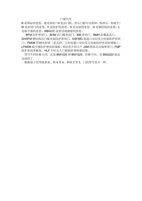 门窗代号