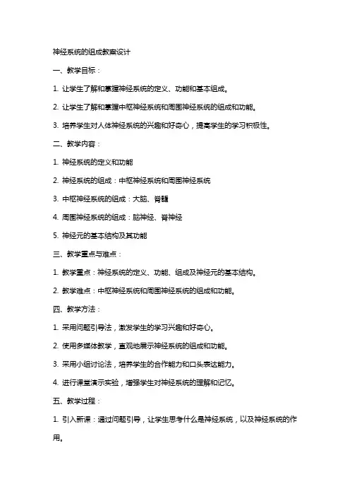 神经系统的组成教案设计