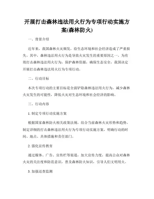 开展打击森林违法用火行为专项行动实施方案(森林防火)