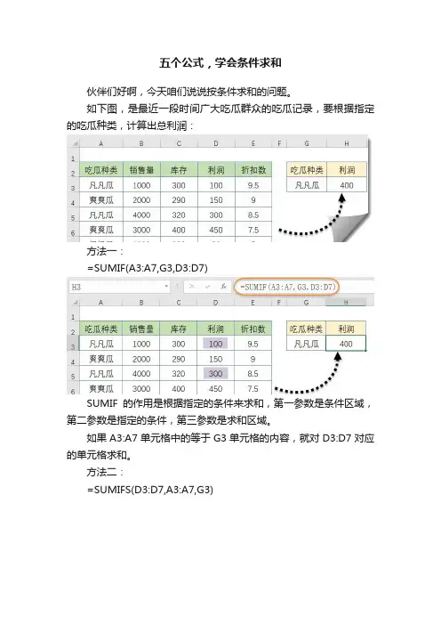 五个公式，学会条件求和