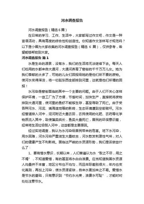 河水调查报告