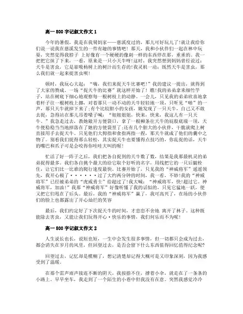 高一800字记叙文作文五篇