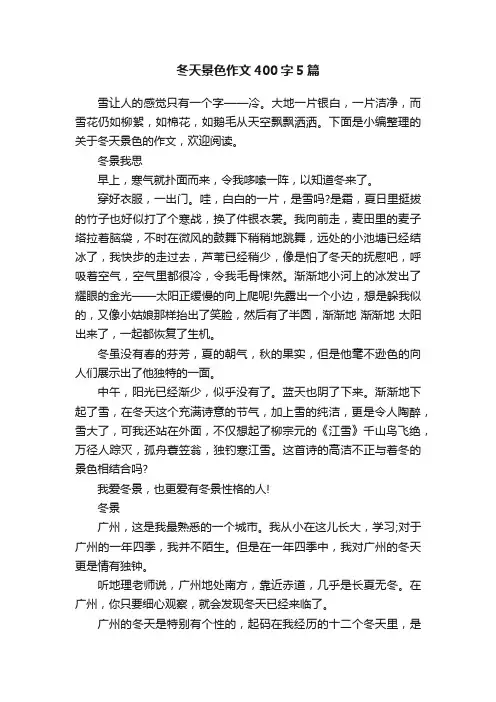 冬天景色作文400字5篇