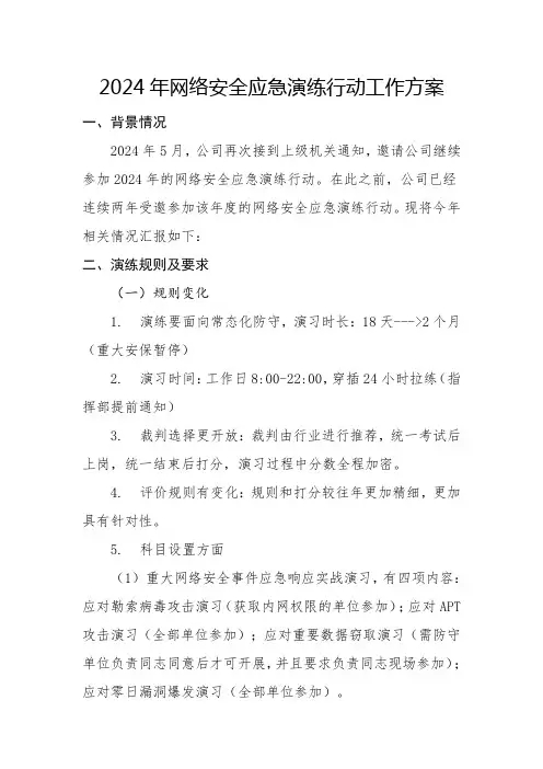 2024年网络安全应急演练行动工作方案