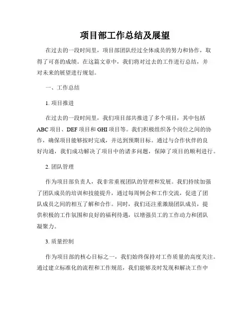 项目部工作总结及展望
