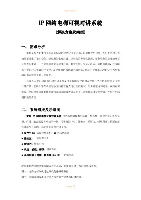 电梯可视对讲系统解决方案(IP网络)