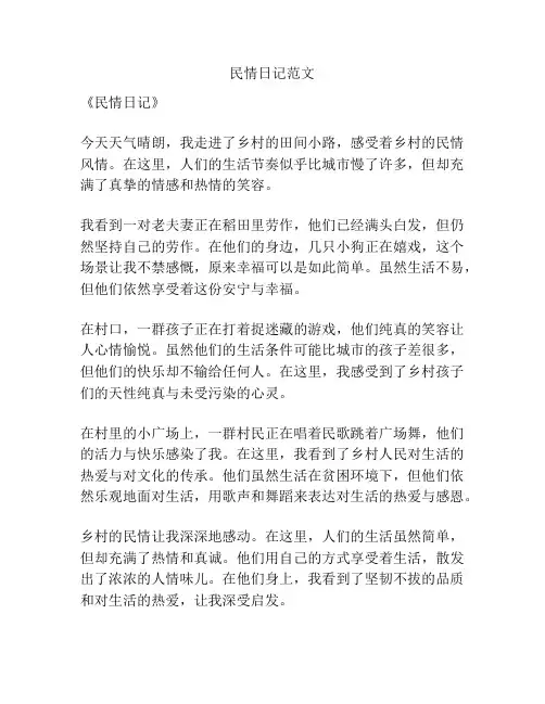 民情日记范文
