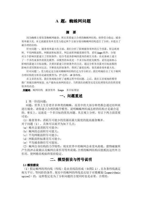 蜘蛛网建模论文