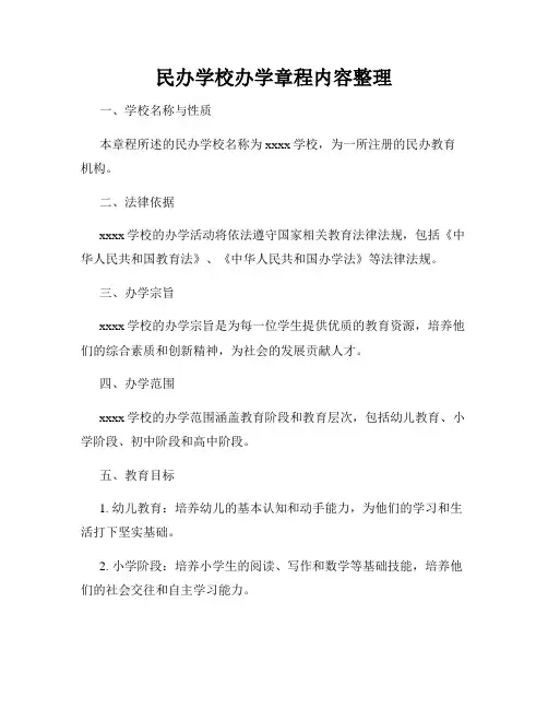 民办学校办学章程内容整理