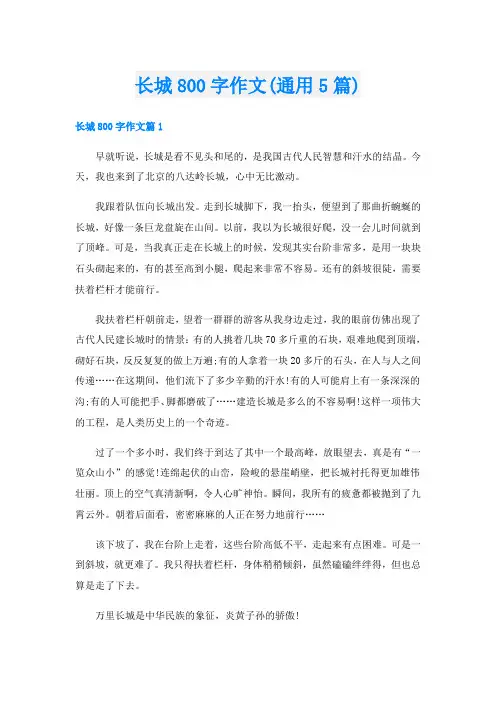 长城800字作文(通用5篇)