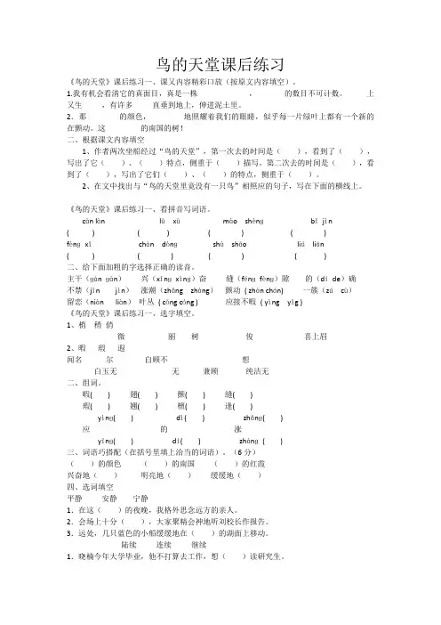 鸟的天堂课后练习