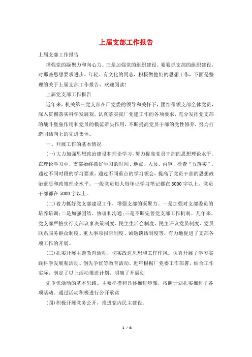 上届支部工作报告