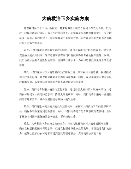 大病救治下乡实施方案