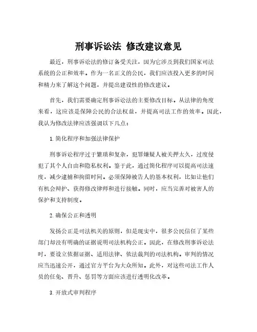 刑事诉讼法 修改建议意见