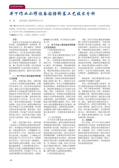 井下作业小修设备钻捞桥塞工艺技术分析