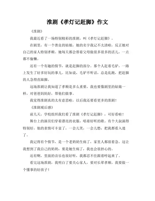 淮剧《孝灯记赶脚》作文