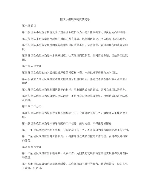 团队小组规章制度及奖惩