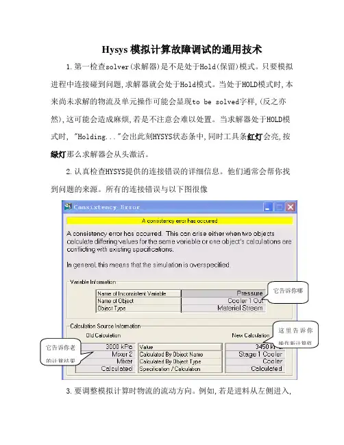 Hysys流程调试的一样技术