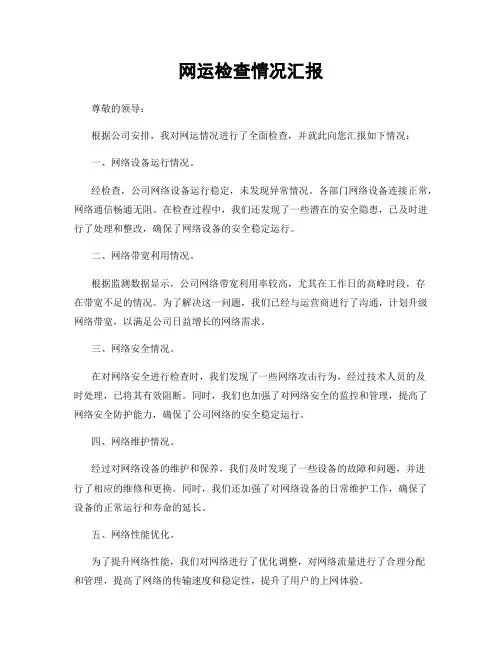 网运检查情况汇报