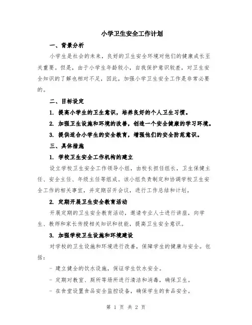 小学卫生安全工作计划