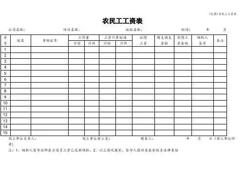 (完整)农民工工资表