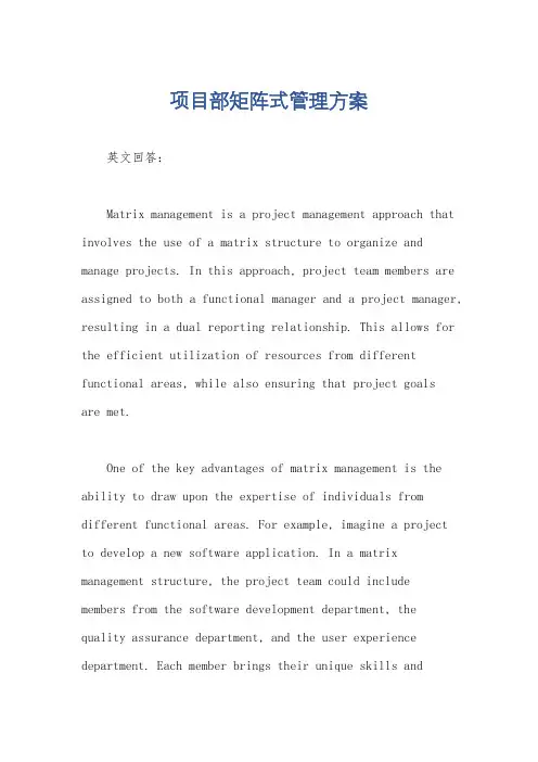 项目部矩阵式管理方案