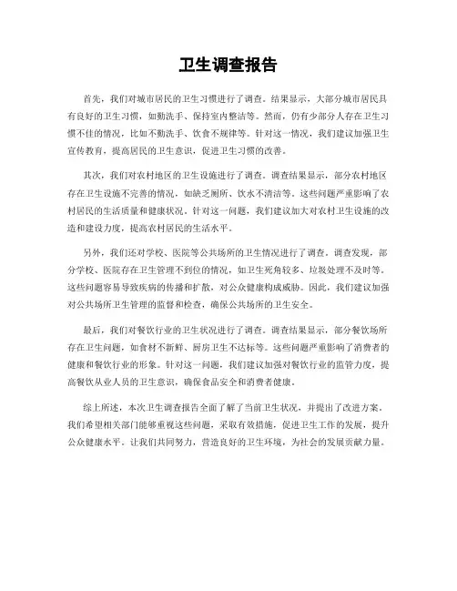 卫生调查报告