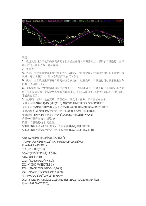 通达信指标公式源码 股价资金线 副图源码