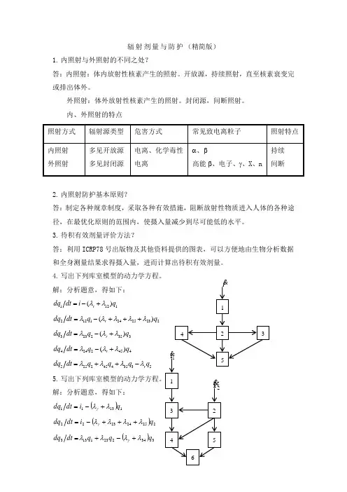 辐射剂量与防护(精简版)+重点