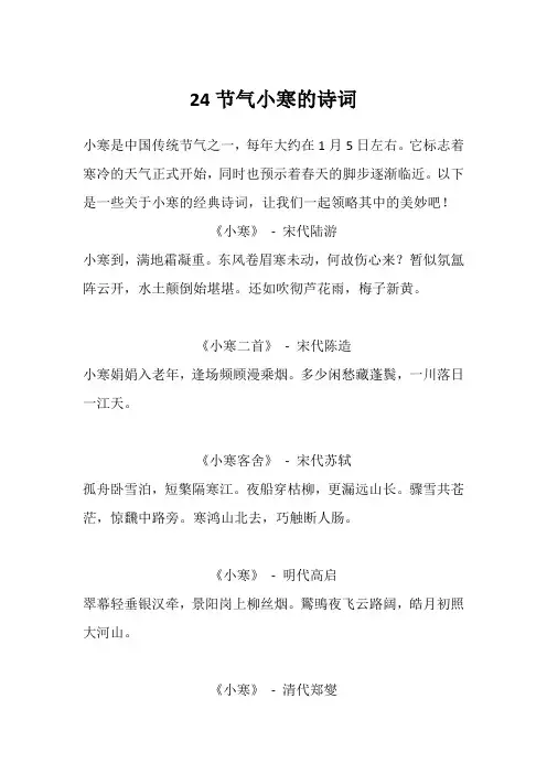 24节气小寒的诗词