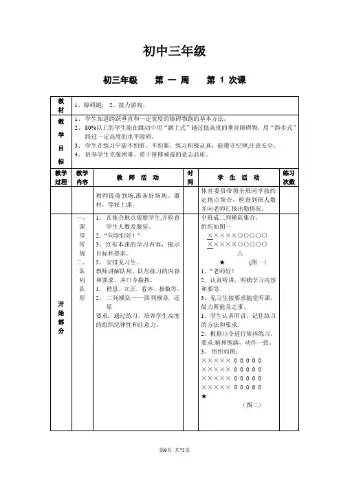 初三九年级体育课教案全集