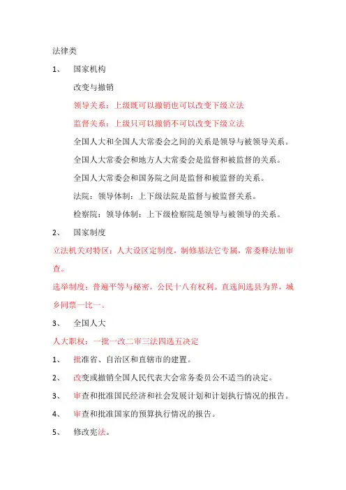 常识速记口诀 条中法律类