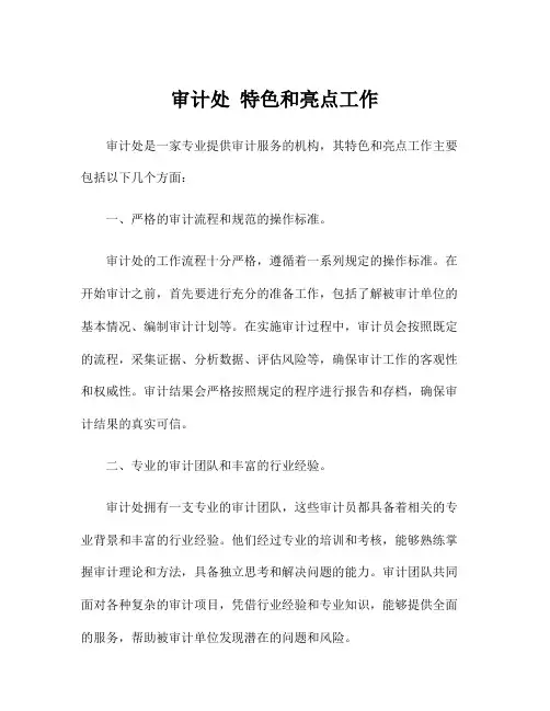 审计处 特色和亮点工作