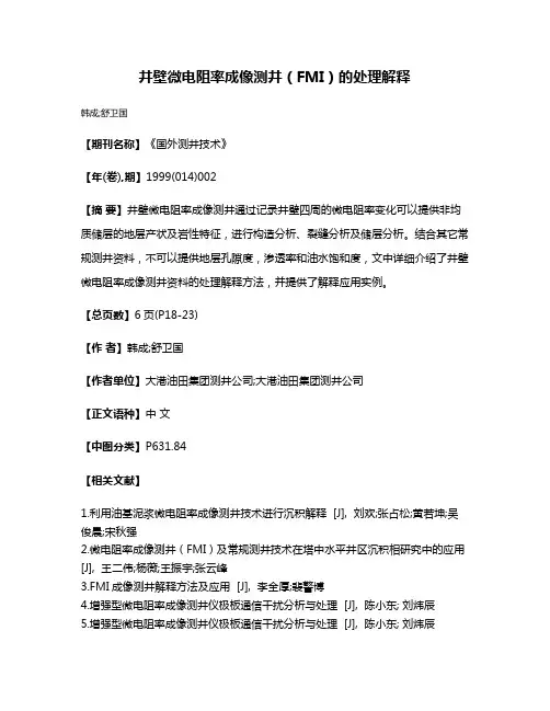 井壁微电阻率成像测井（FMI）的处理解释