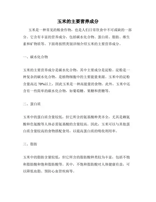 玉米的主要营养成分