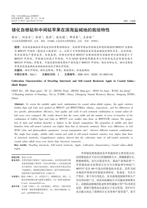 矮化自根砧和中间砧苹果在滨海盐碱地的栽培特性