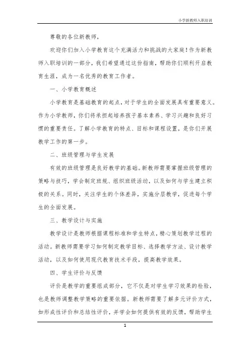 小学新教师入职培训