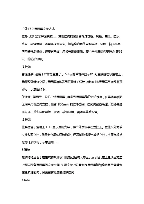 户外LED显示屏安装方式有哪些