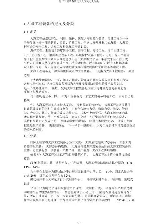 海洋工程装备的定义及分类定义分类